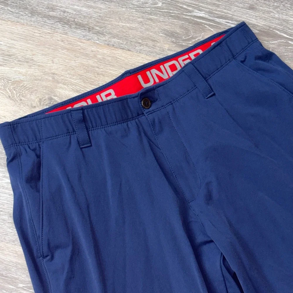 Under Armour Mens Golf Pants Navy Blue Loose Fit Performance Trousers 38x32